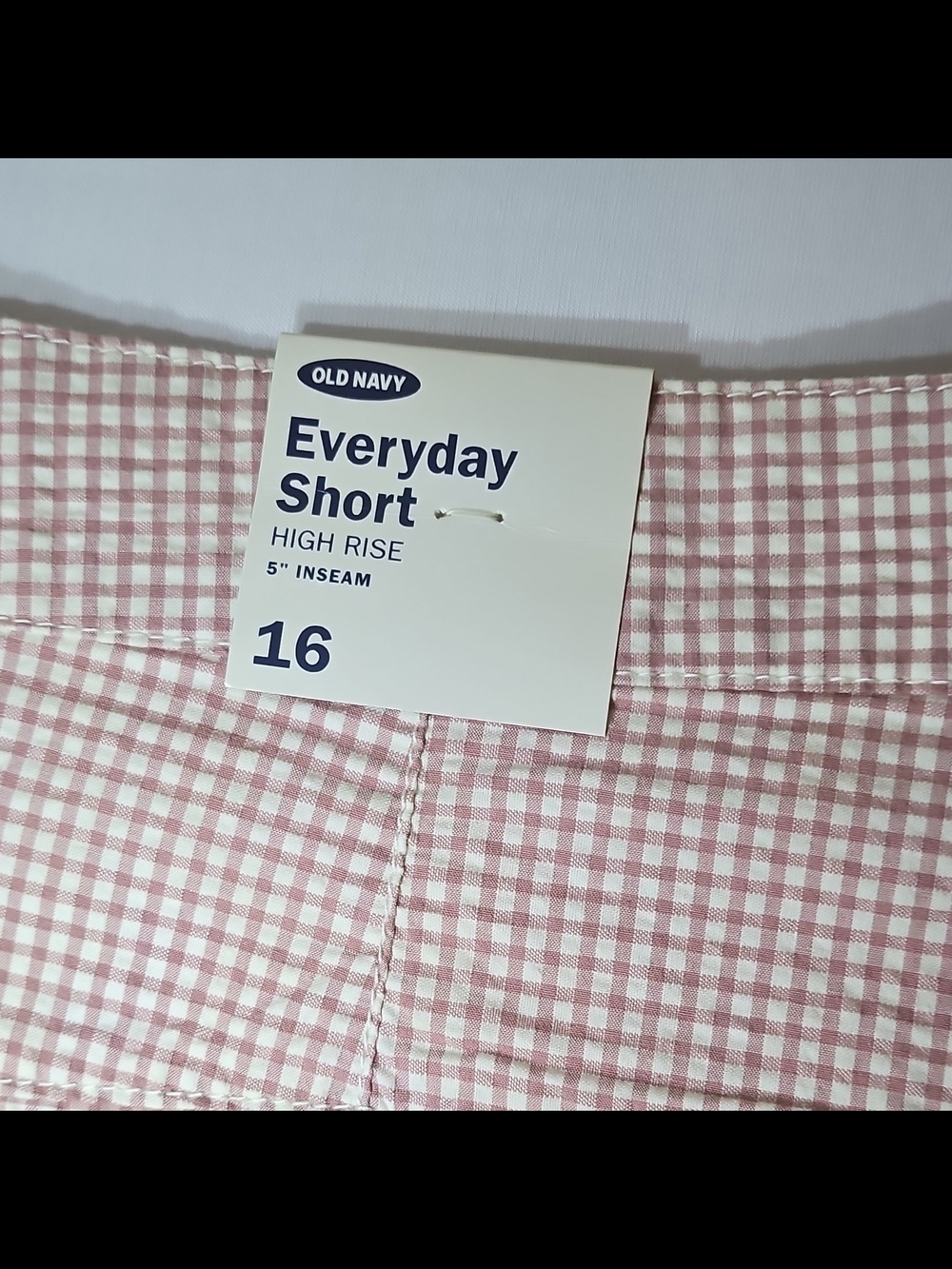 Old Navy Everyday High Rise Shorts - Pink Gingham - Picture 2 of 3